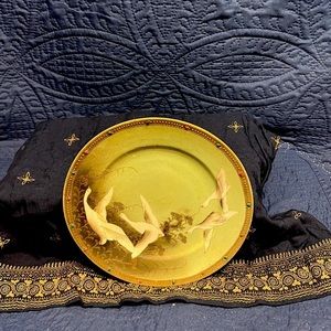 Antique Nippin Hand painted gorgeous green plate with swans one of my favorite